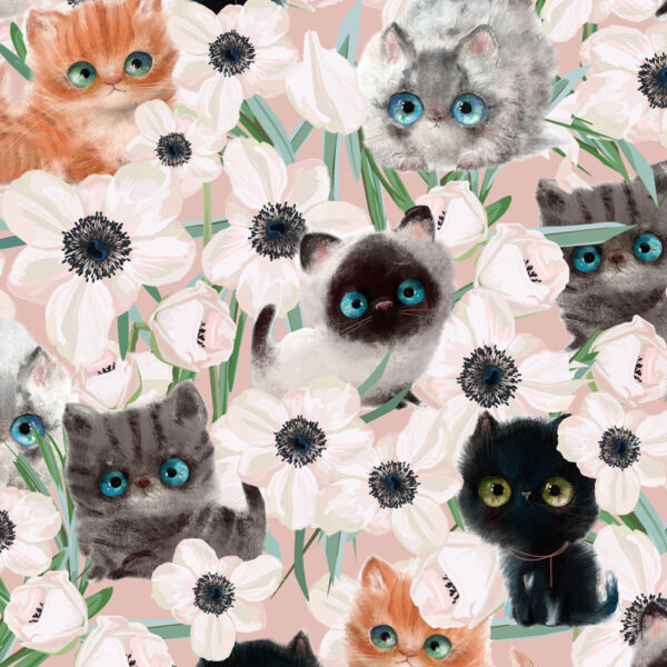 TRIKÅ LILLE KATT ROSA/OFF WHITE