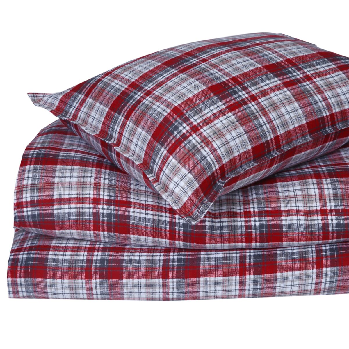 BÄDDSET FLANELL ÅRE RÖD/GRÅ/VIT