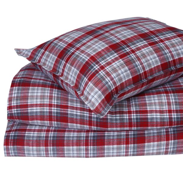 BÄDDSET FLANELL ÅRE RÖD/GRÅ/VIT
