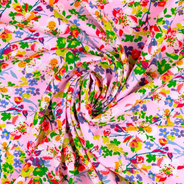 VISKOSPOPLIN ÄPPELLUNDEN ROSA/GRÖN FG 3