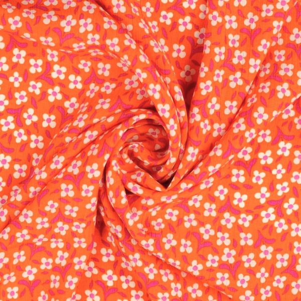 VISKOS CREPERIETS BLOMMA ORANGE/CERISE FG 5