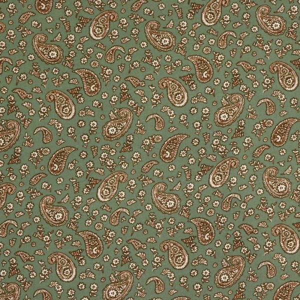 VISKOS MJUKASTE PAISLEYN DIMGRÖN/BRUNBEIGE FG 10