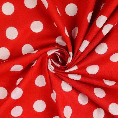BOMULLSTYG POLKA DOT RÖD/VIT FG 1903