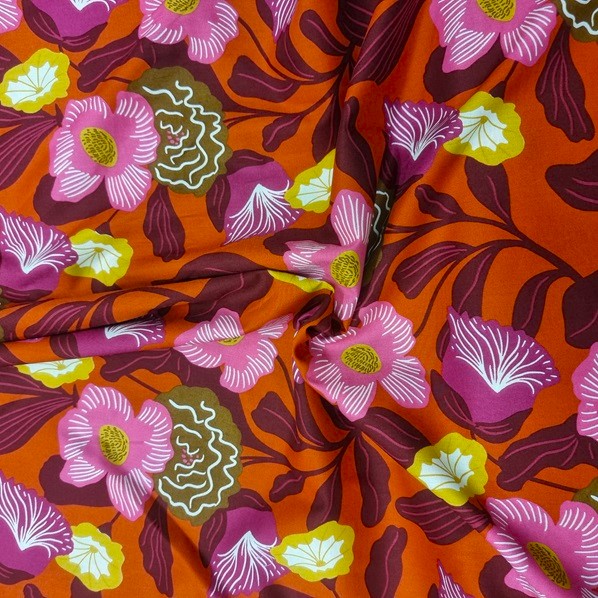 LYX-VOILE LONDON FLORAL ORANGE/CERISE FG 5