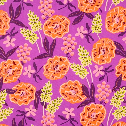 POPLIN FRESH FLOWERS LILA FG 22