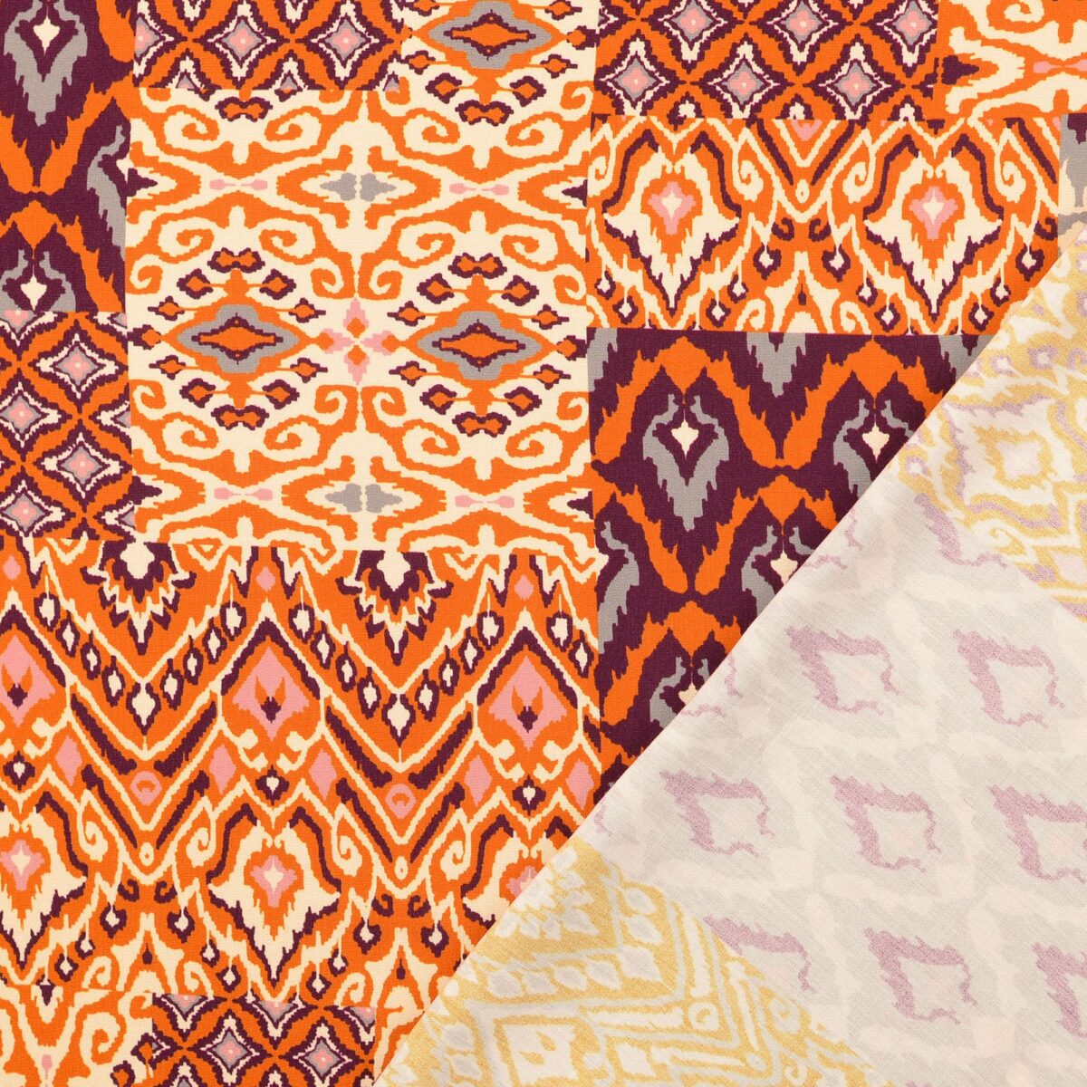 Viskospoplin Make it Ikat orange/lila fg 2 - Bild 3