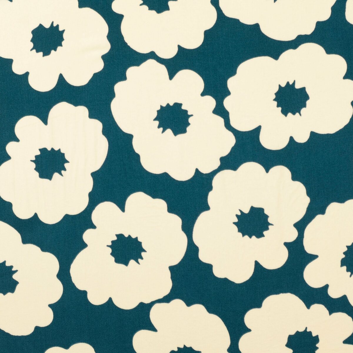 Viskospoplin Gladblomster petrol/off white fg 4 - Bild 3