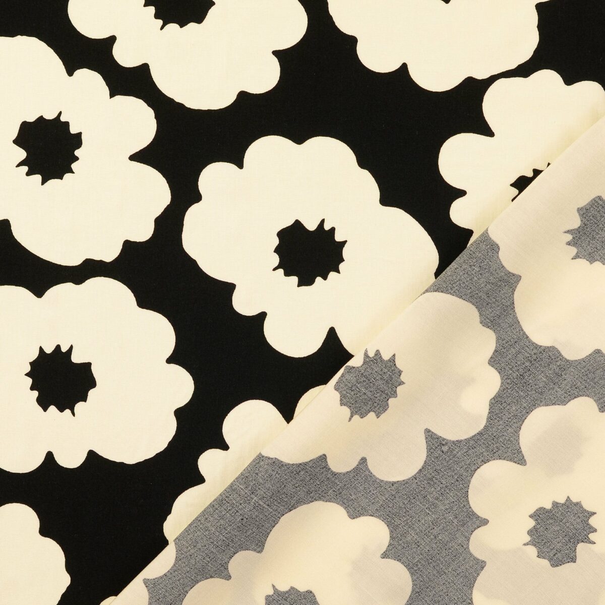 Viskospoplin Gladblomster svart/off white fg 7 - Bild 2