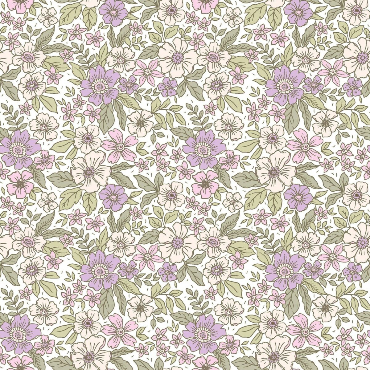 Bomullstyg Blomsteräng i pastell fg 43