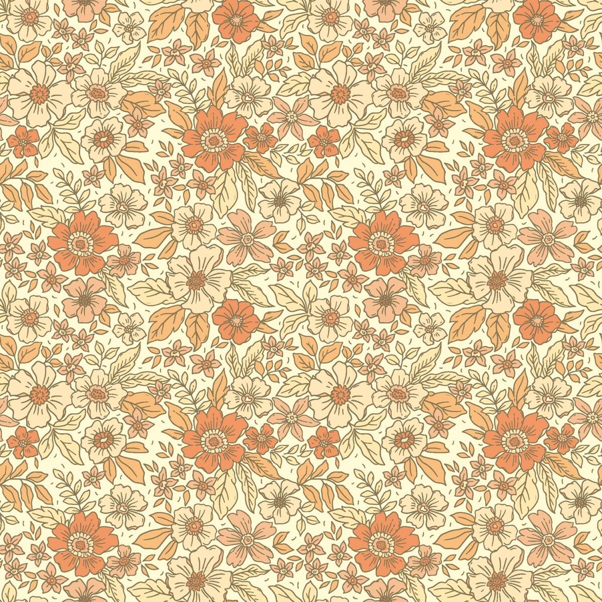 Bomullstyg Blomsteräng i beige fg 52