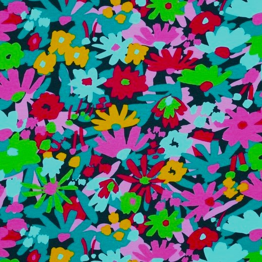 EKOTRIKÅ NERIDAS BLOMMOR GRÖN/ROSA FG 1