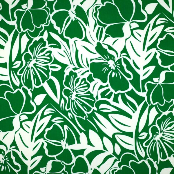 Viskospoplin Kapow! blomma grön fg 3