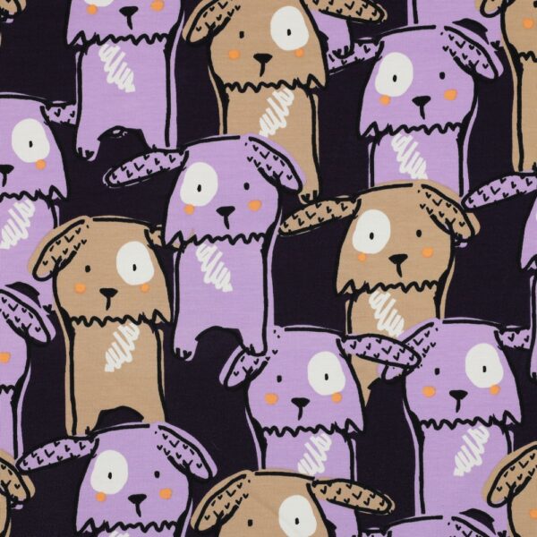 Bomullstrikå Knashunden lila/beige fg 5