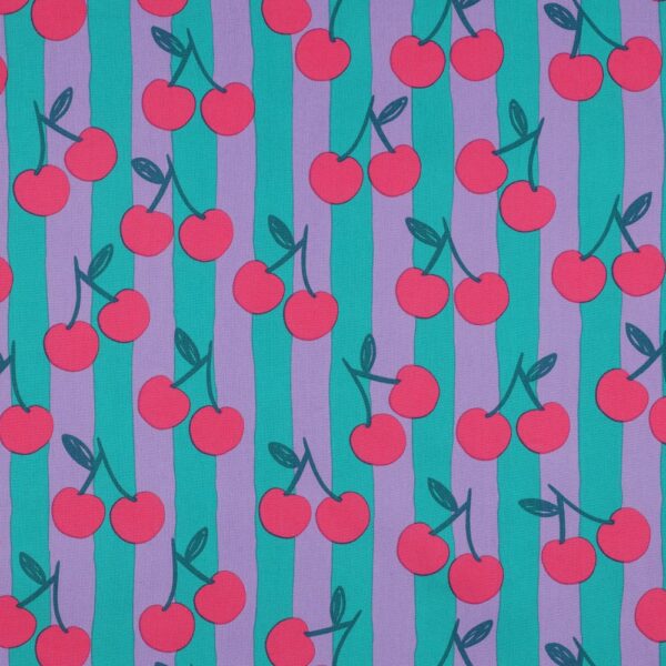 Bomullspoplin Cherries and apples turkos/rosa fg 5