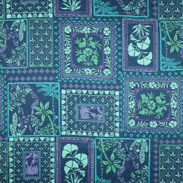 Bomullssatin Lush frames petrolblå/grön fg 2