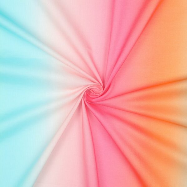 Bomullsvoile Unicorn Sunrise rosa/turkos/orange fg 1
