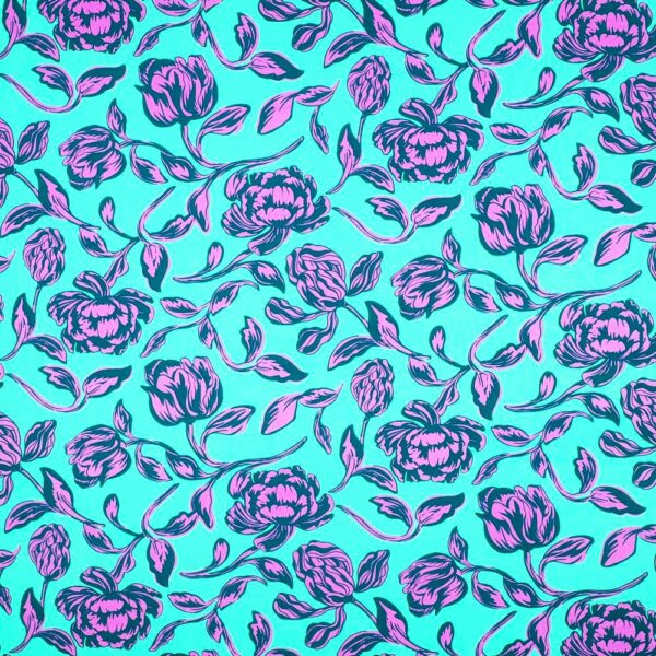 EcoVero-viskos Svävande tulpaner mintgrön/cerise fg 3