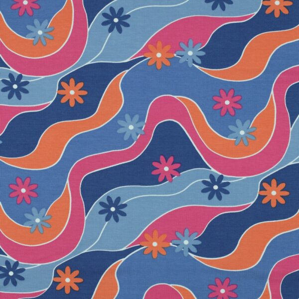 Bomullstrikå Blomflod blålila/cerise fg 3