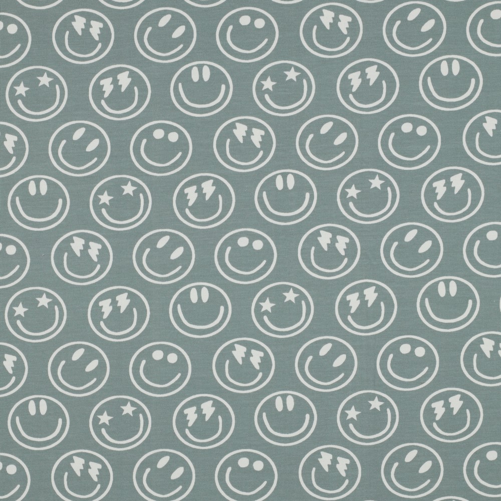 Bomullstrikå Smiley grågrön/off white fg 104