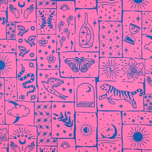 Bomullspoplin Rosa i själen rosa/blå fg 13