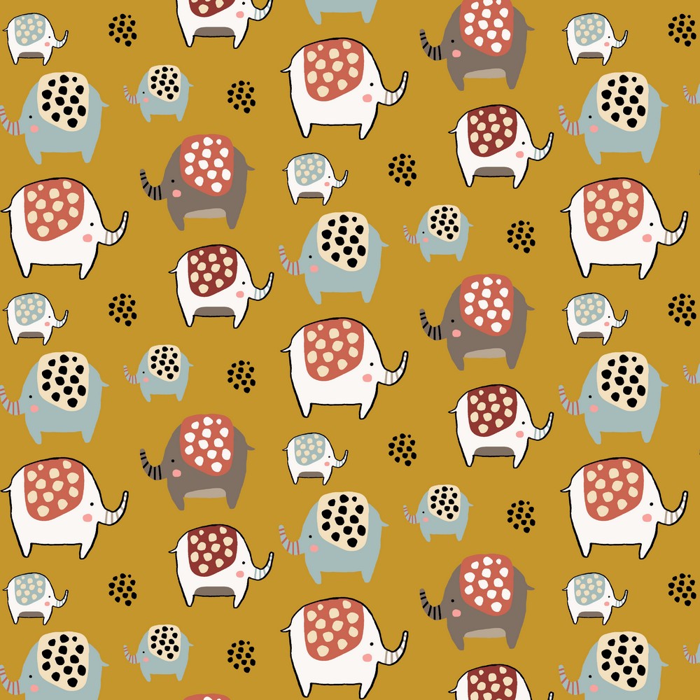 TRIKÅ JOGGING TJOCKA PRICKELEFANTEN LEJONGUL/LJUSBLÅ/TEGEL FG 003