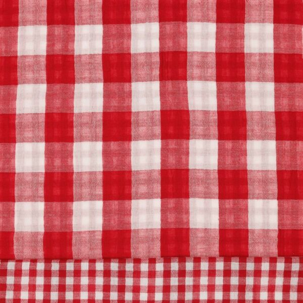 MUSLIN LILLRUTAN & STORRUTAN HALLONRÖD/VIT FG 20