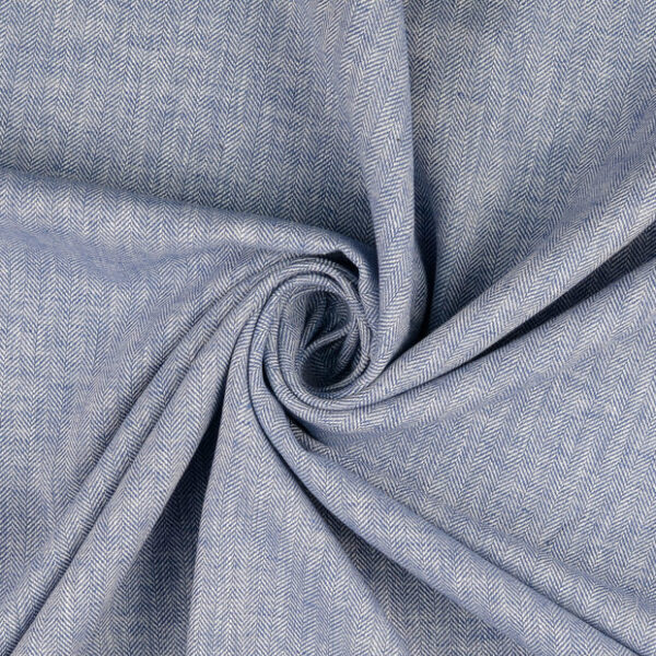 Halvlinne Fiskbensrand jeansblå/off white fg 5027