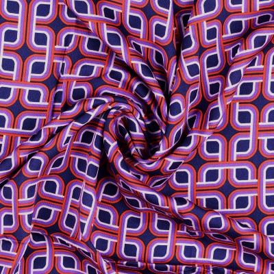 VISKOSSATIN CHIC GRAFIQUE BLÅLILA/ORANGE FG 11