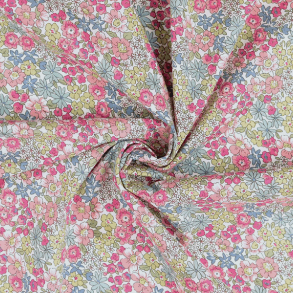 BOMULLSTYG BLOMFAMN ROSA/GRÖN FG 0803