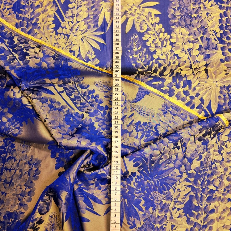 VISKOS JAQUARDFLÄRD LILABLÅ/GULDGUL FG 0803