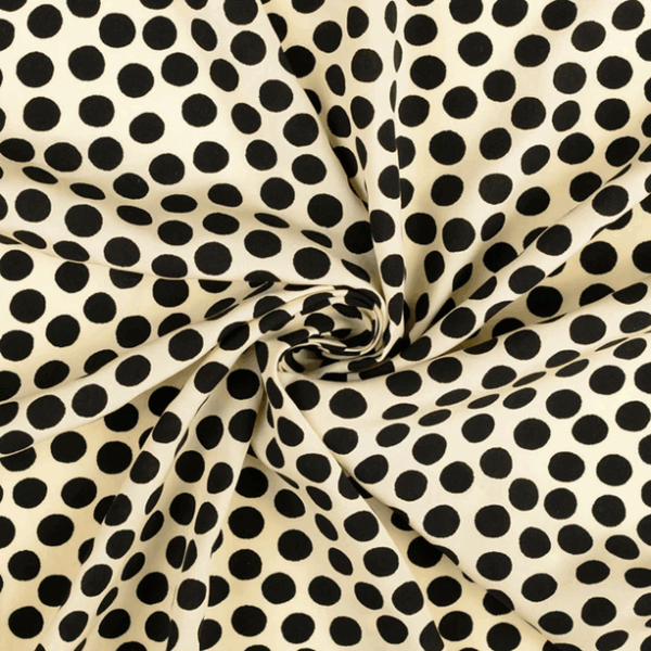 Viskospoplin Duttprickar off white/svart fg 16