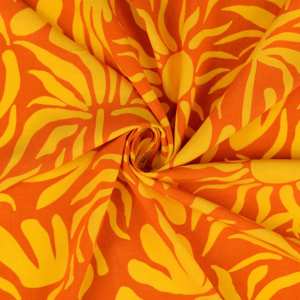 Viskospoplin Solar och strån gul/orange fg 14