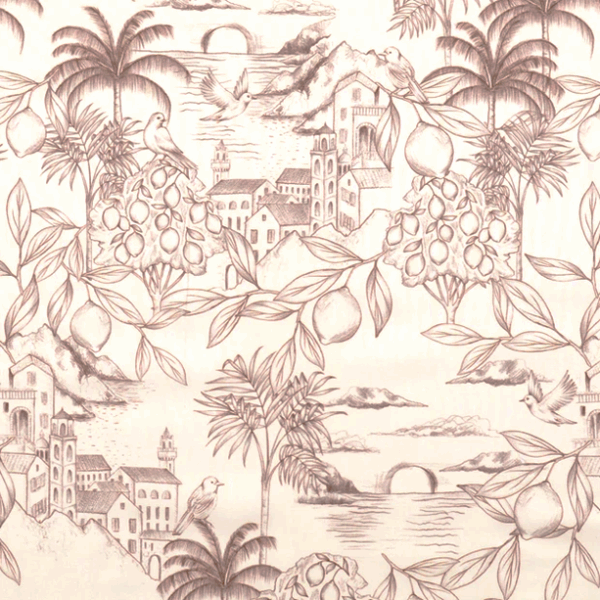 Bomullstyg Drömmarnas land brun/vit fg 4