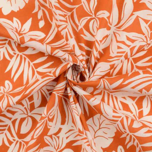 Bomullsvoile Hawaii-skjortan koppar/vit fg 9