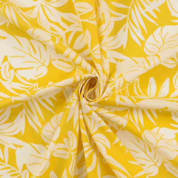 Bomullsvoile Hawaii-skjortan gul/vit fg 10