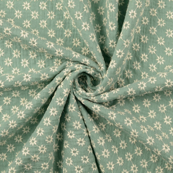 Brodyrmuslin Stjärnblomma grön/naturvit fg 5037