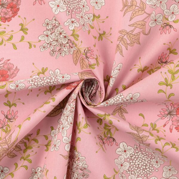 Bomullstyg Blomsjäl ljusrosa/off white fg 3