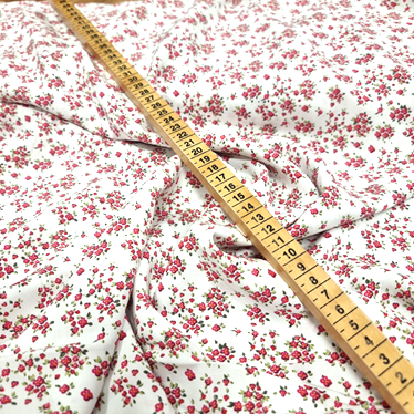 Viskospoplin Mysblomman off white/rosa fg 50