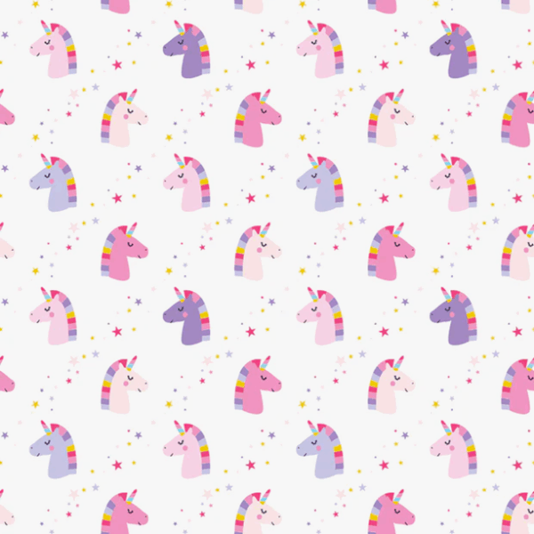 BOMULLSTYG UNICORNS ROSA/LILA FG 50