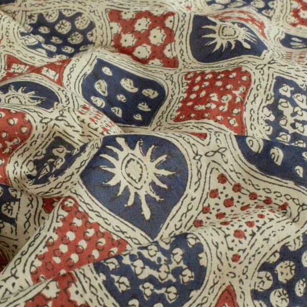 Bomullsvoile Indie soul blå/röd fg 52