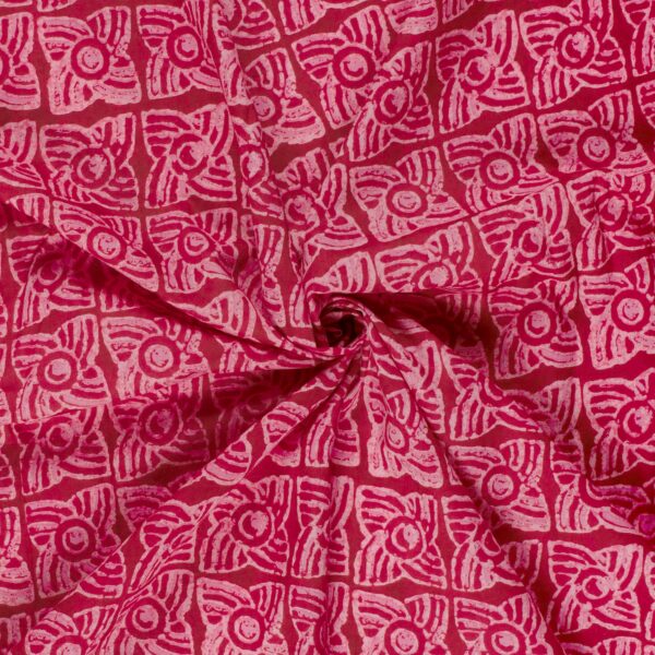 Bomullsvoile Blocktryck hallon/rosa fg 17