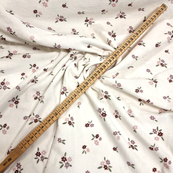 Stretchfrotté Blommorna off white/rosa fg 51