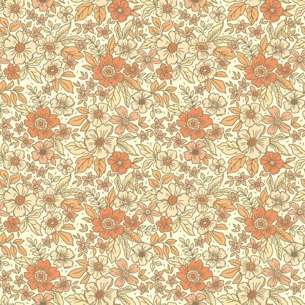 Bomullstyg Blomsteräng i beige fg 52