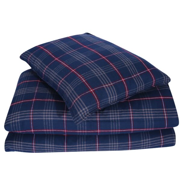 BÄDDSET FLANELL TRYSIL MARIN/GRÅ/RÖD/VIT