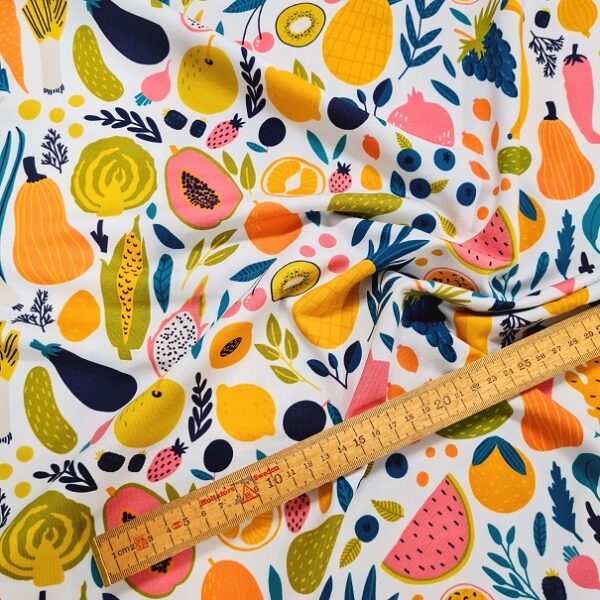 TRIKÅ FRUKT OCH GRÖNT VIT/PETROL/KORALL