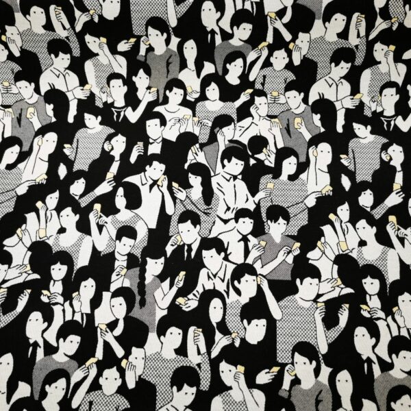 MÖNSTRAT MÖBELTYG STRESSADE MÄNNISKOR SVART