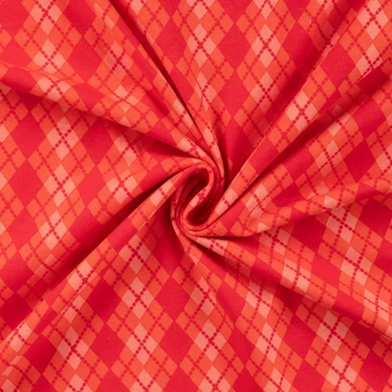 TRIKÅ FUNKY ARGYLE RÖD/ORANGE FG 140