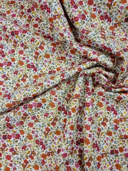 LYX-VOILE BRITTISKA BLOMMOR HALLONRÖD/ORANGE FG 6