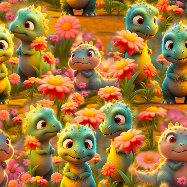 TRIKÅ EKO Lilla Dinoängen grön/orange