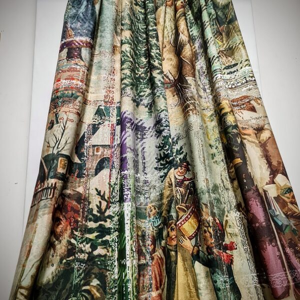 JUL VINTAGE CHRISTMAS COLLAGE GRÖN/BEIGE/VINRÖD